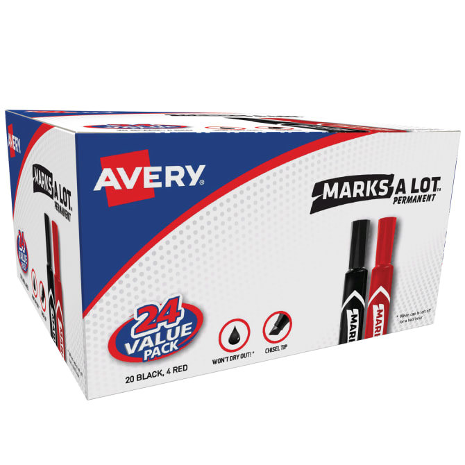 Avery Large Chisel Tip Permanent Marker - Red