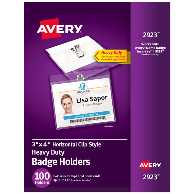 Keep your name tag, ID card or vaccine card within view and easily  accessible with these clear, horizontal badge holders with clips