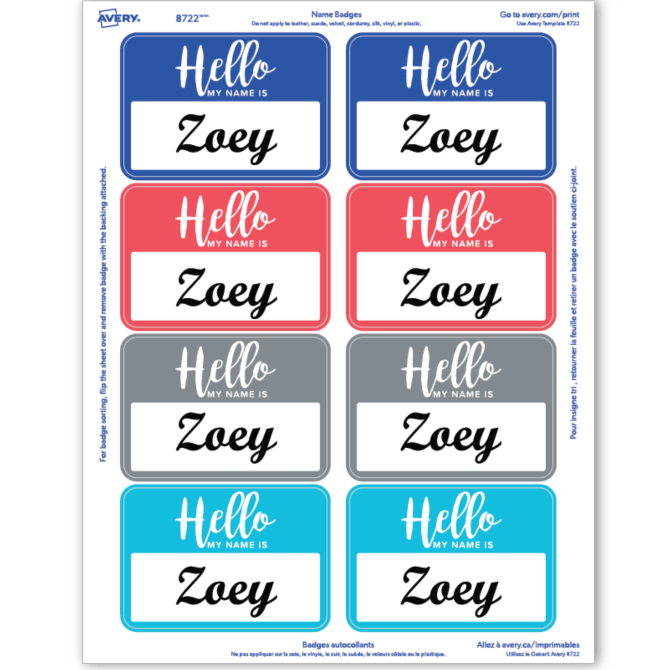  Avery Hello My Name Is Name Tags, White with Blue