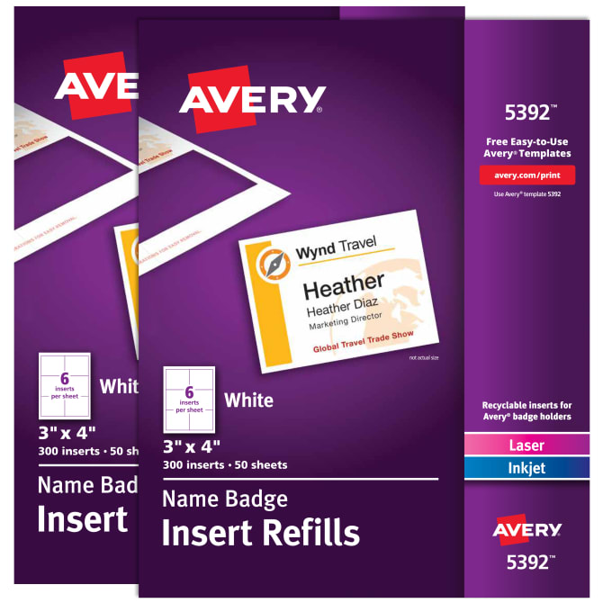 Avery® Name Badge Inserts, 3