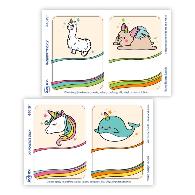 Avery Adhesive Name Tags Rainbow Animals 44619 Avery Com