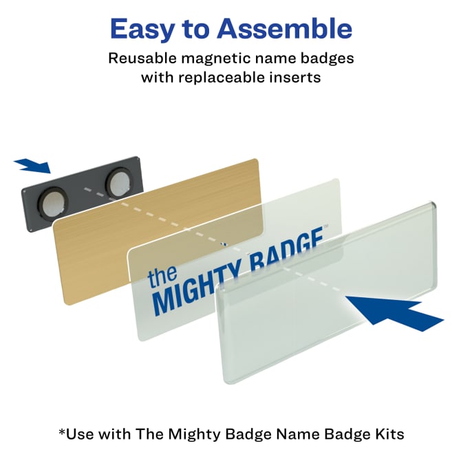 Reusable Selfit® PRO Single line Name Badges, 70 x 40 mm, Oval shape