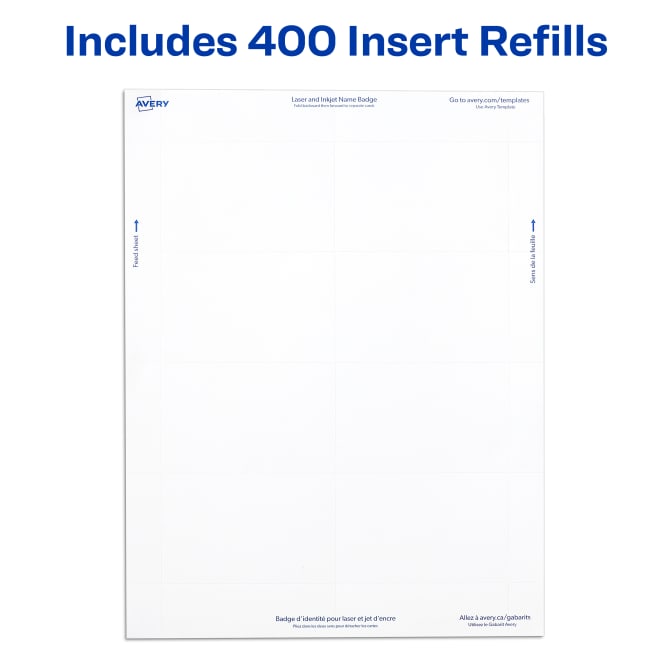 Avery® Name Badge Insert Refills, 2-1/4