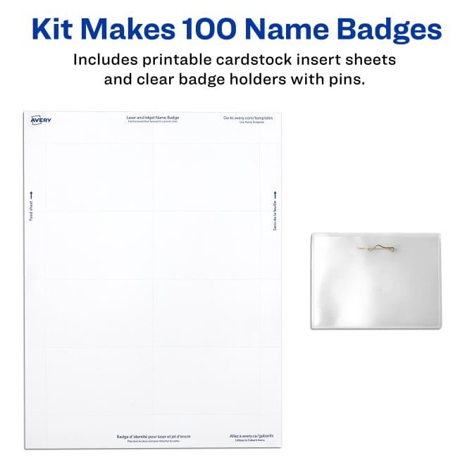 Avery Top-Loading Pin-Style Name Badges 100 Badges (74549 ...