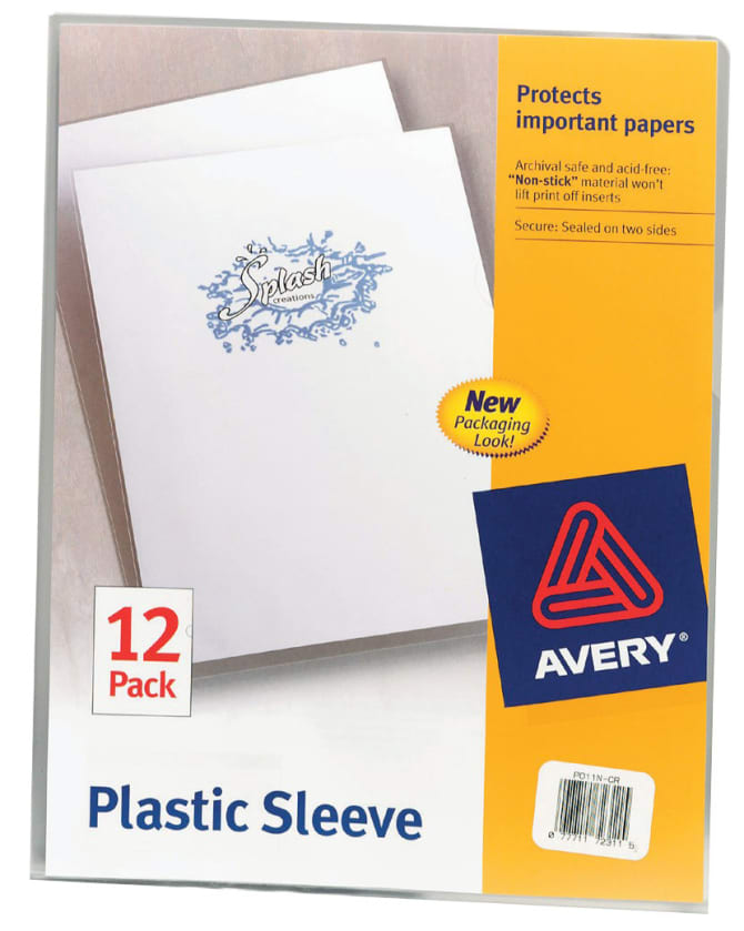 Avery® Plastic Document Sleeves, Holds up to 20 Sheets, 12 Clear Sleeves  (72311)