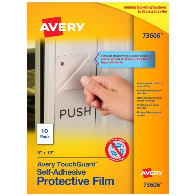 Avery TouchGuard™ Protective Film, Self-Adhesive Clear Sheets, 9 x 12, 10  Sheets (73606)