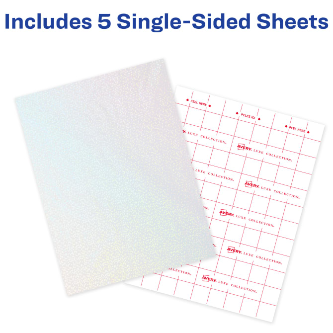 Avery® Luxe Collection Holographic Laminating Sheets, Speckled Dots, 9 x  12, Self-Adhesive, 5 Total (73609)