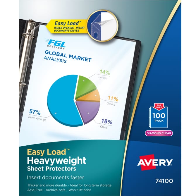Avery Diamond Clear Heavyweight Sheet Protectors 100 Protectors 74100 Avery Com