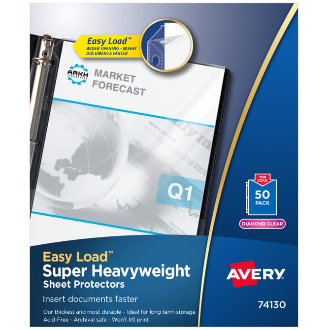 50 Avery Top-Load Poly Sheet Protectors Diamond Clear 