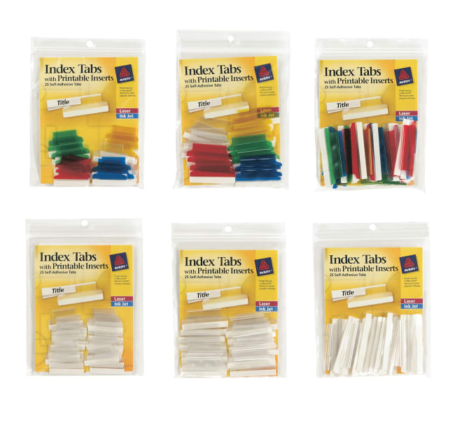 Avery Insertable Tabs Printable Inserts Acid-Free, 25 Tabs (16219)