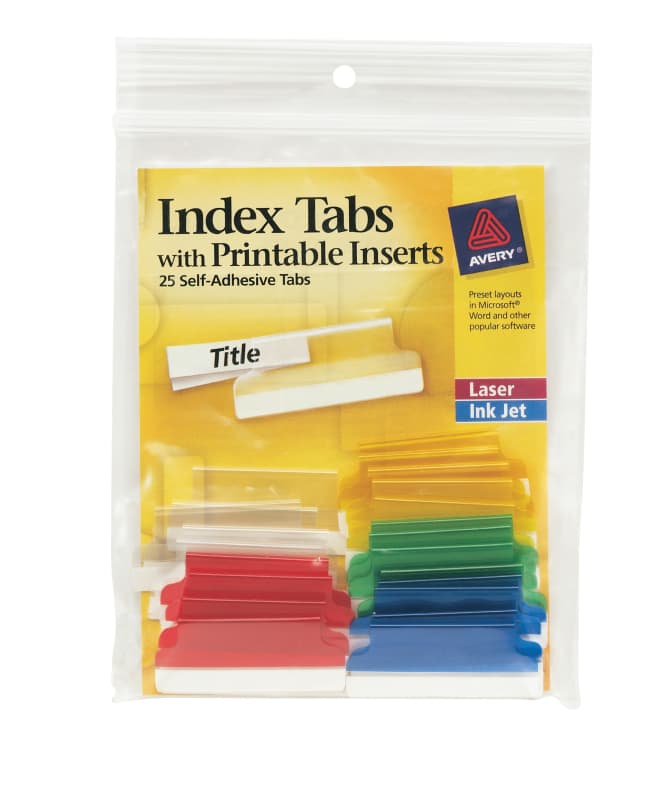 - New Insertable Index Tabs with Printable Inserts Two Pack of 25 Clear Tab 