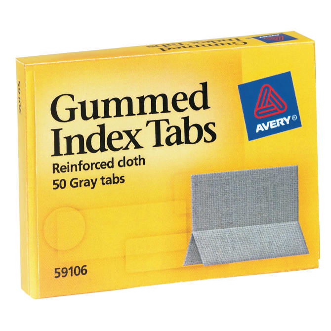 Avery Gummed Tabs 1" x 13/16" AcidFree, 50 Tabs (59106)