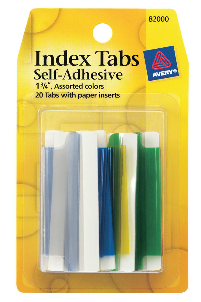 Avery Insertable Tabs Handwritable Inserts, 20 Tabs (82000