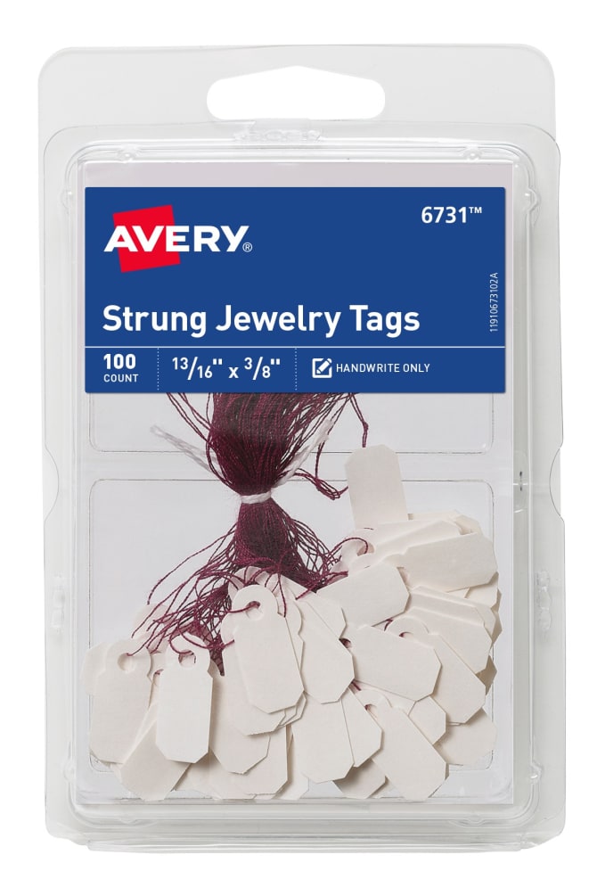 Avery Jewelry Tags 13/16 x 3/8, 100 Tags (6731)