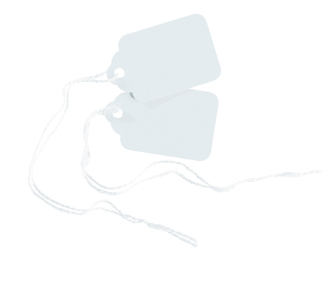 1-3/32 x 1-3/4 White Merchandise Tags - Pre-Strung (White String) - 1000  Per Case