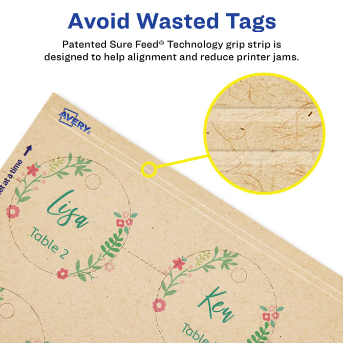 Avery® Kraft Brown Round Tags with Sure Feed® Technology, 2