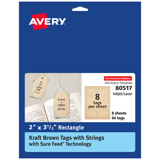 Avery® Kraft Brown Banner Tags with Sure Feed® Technology, 2 x