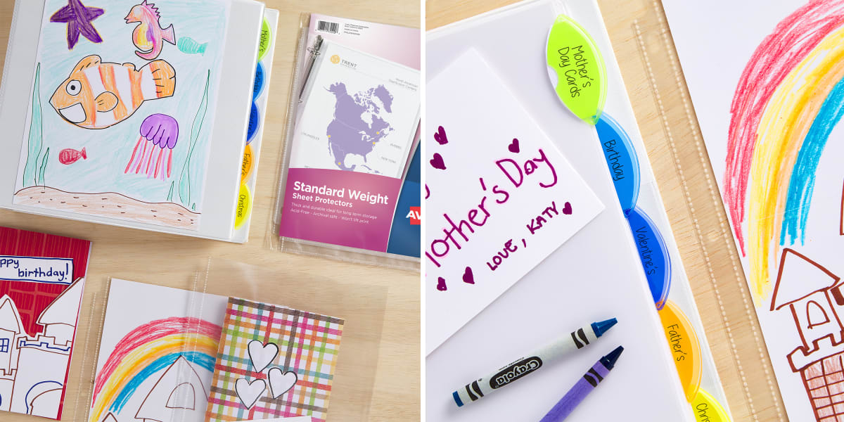 mothers day card with crayons and dividers