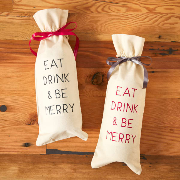 Wine bags with custom printed lettering