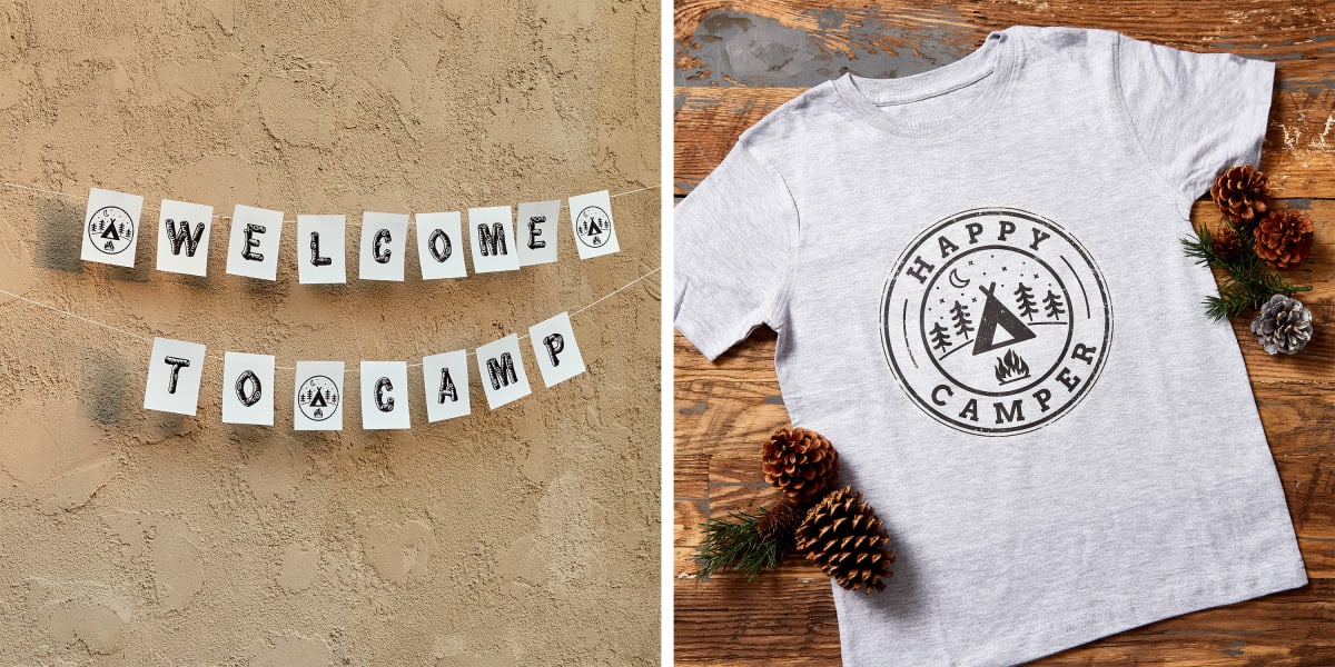 welcome to camp bunting white happy camper shirt acorns