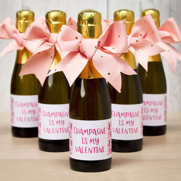 champagne is my valentine fancy <strong>galentines day</strong> party favors with pink ribbons