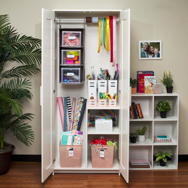 DIY a gift-wrapping station in a closet! - A girl and a glue gun