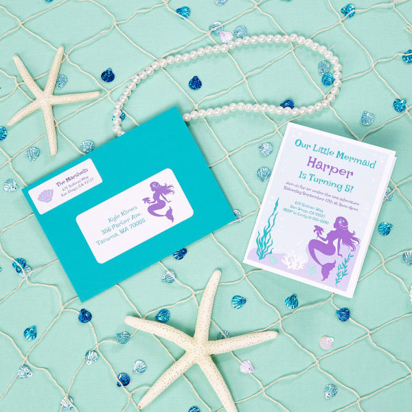 Mermaid party invitations blue birthday party Harper