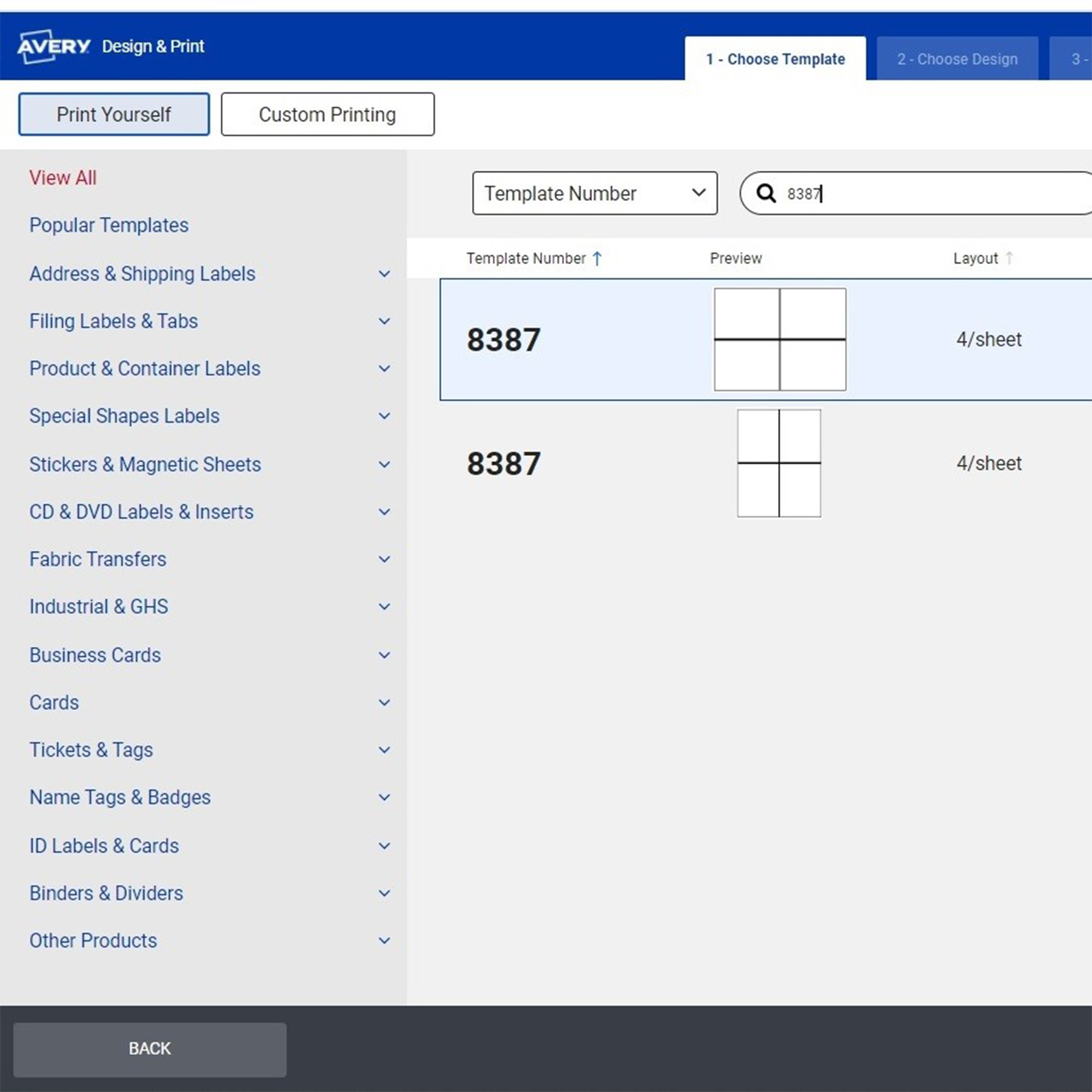 An example of how to set the orientation when making cards before you choose an Avery template design. 