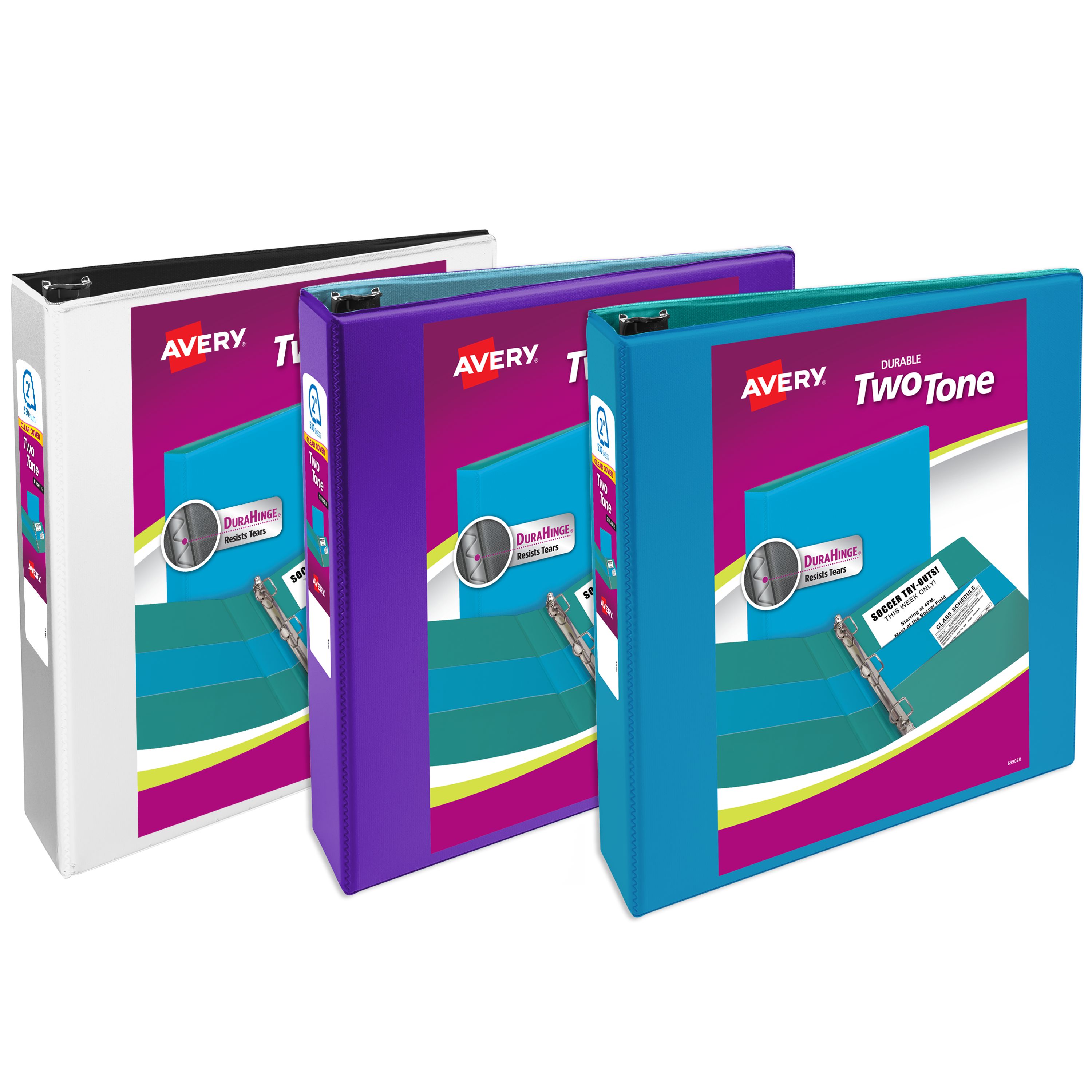 Avery Two-Tone View 3-Ring Binders With Pockets 1-inch  Colors May Vary Pack Of 14