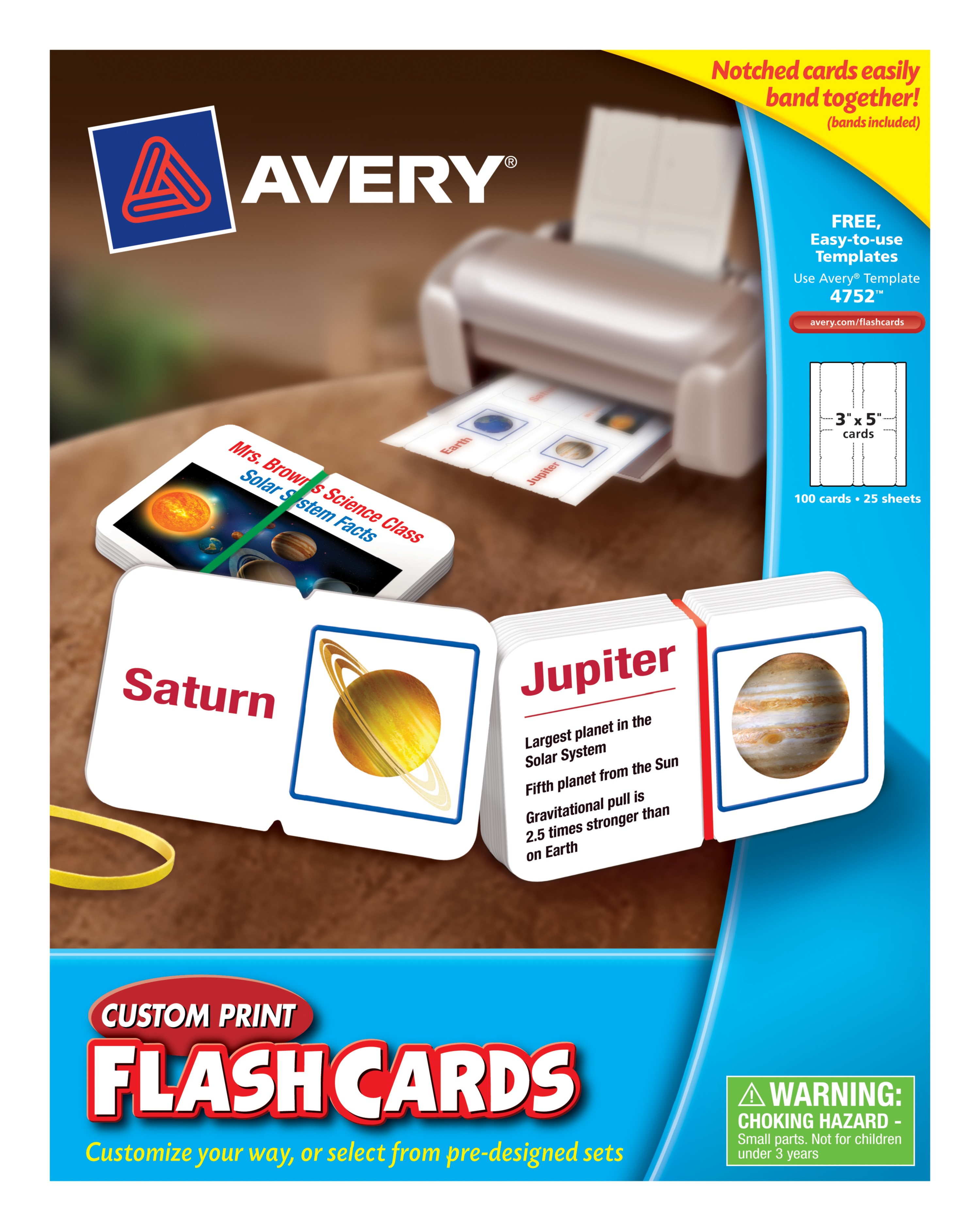 Avery Custom Print Flash Cards 3" x 5", 100 Cards (4752) | Avery.com