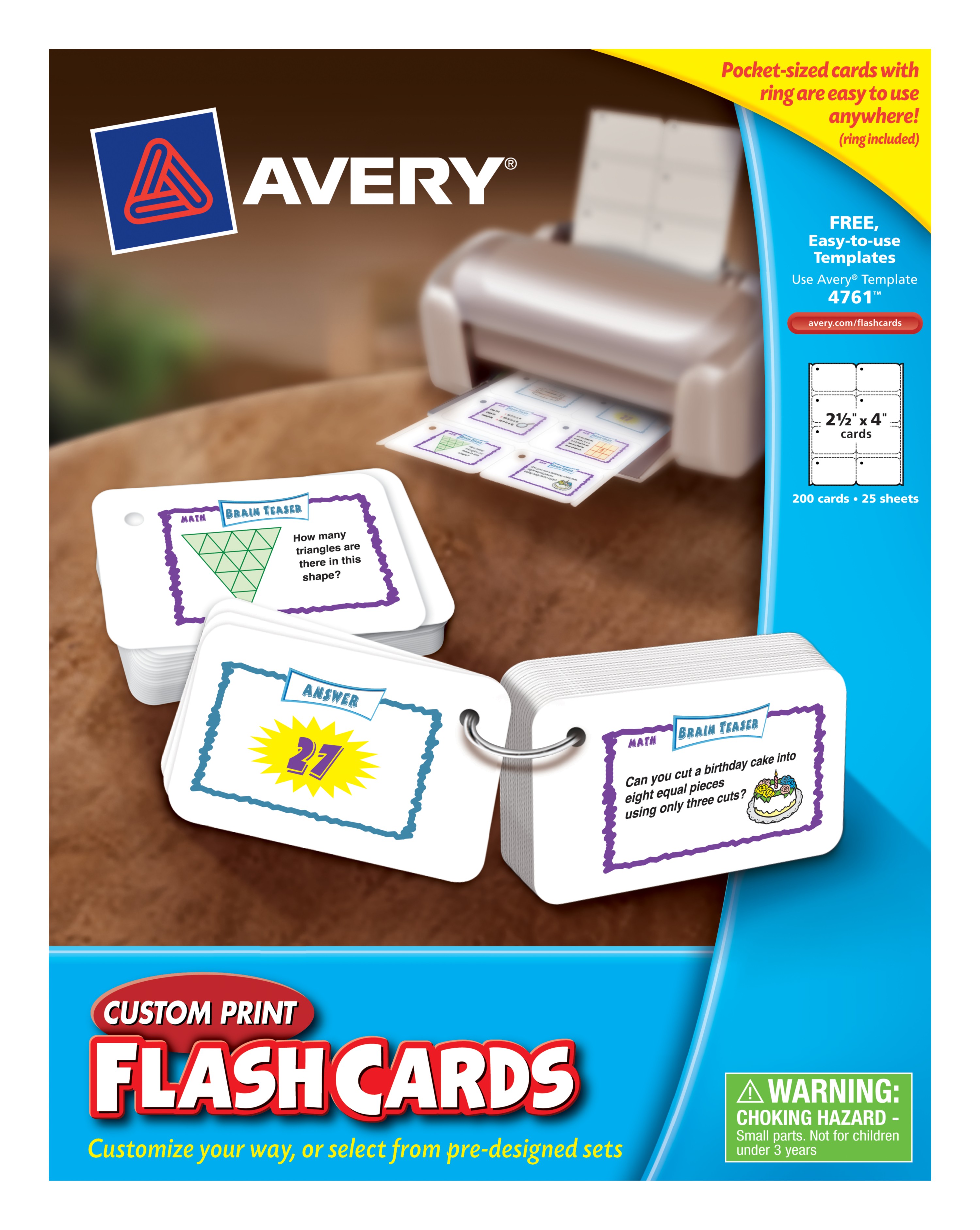 Avery Custom Print Flash Cards with Ring 200 Cards (4761) | Avery.com