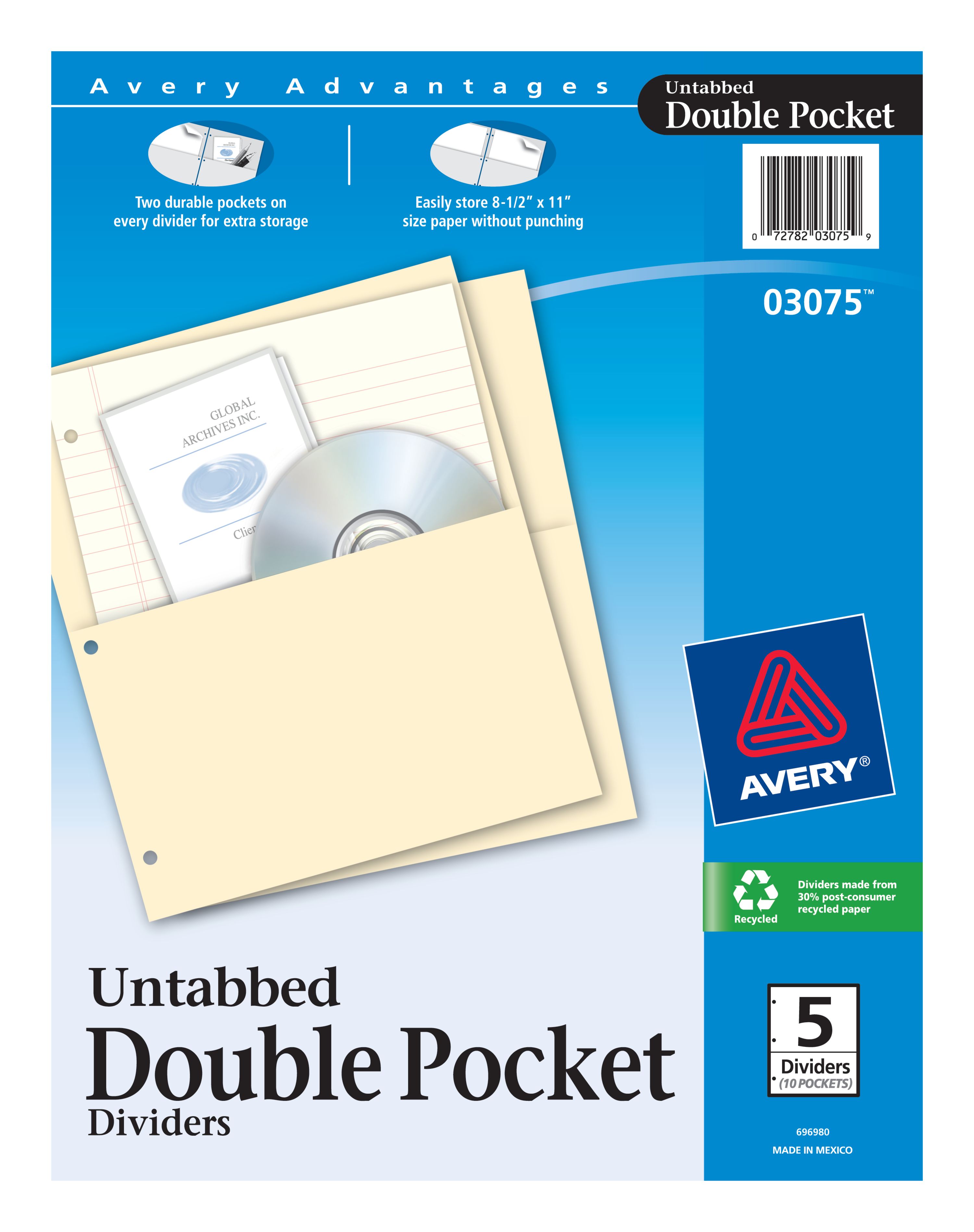 Avery Double Pocket Dividers 5-divider Set (03075) 