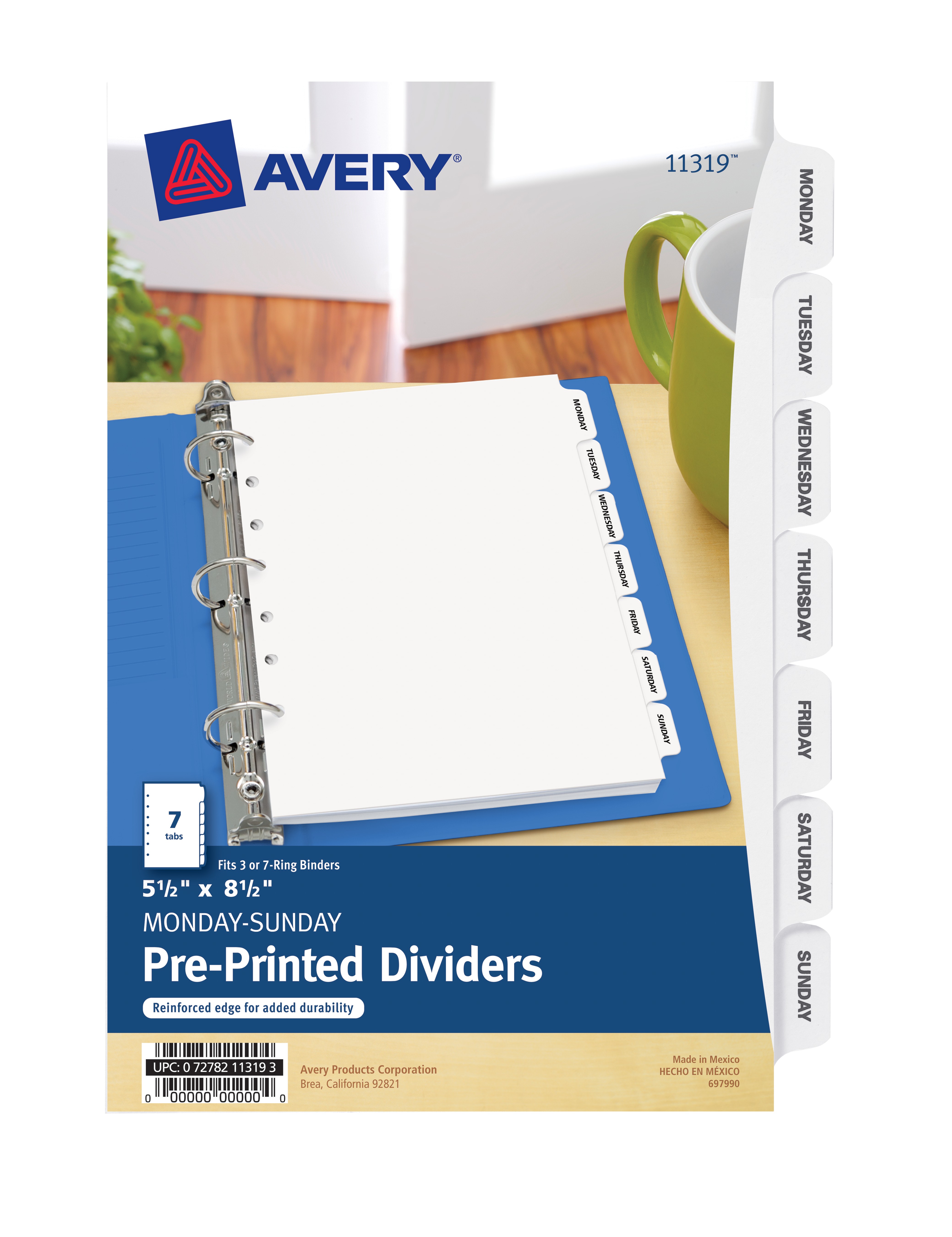 Avery Mini Preprinted Dividers 7-Tab Set, Mon.-Sun. (11319) | Avery.com