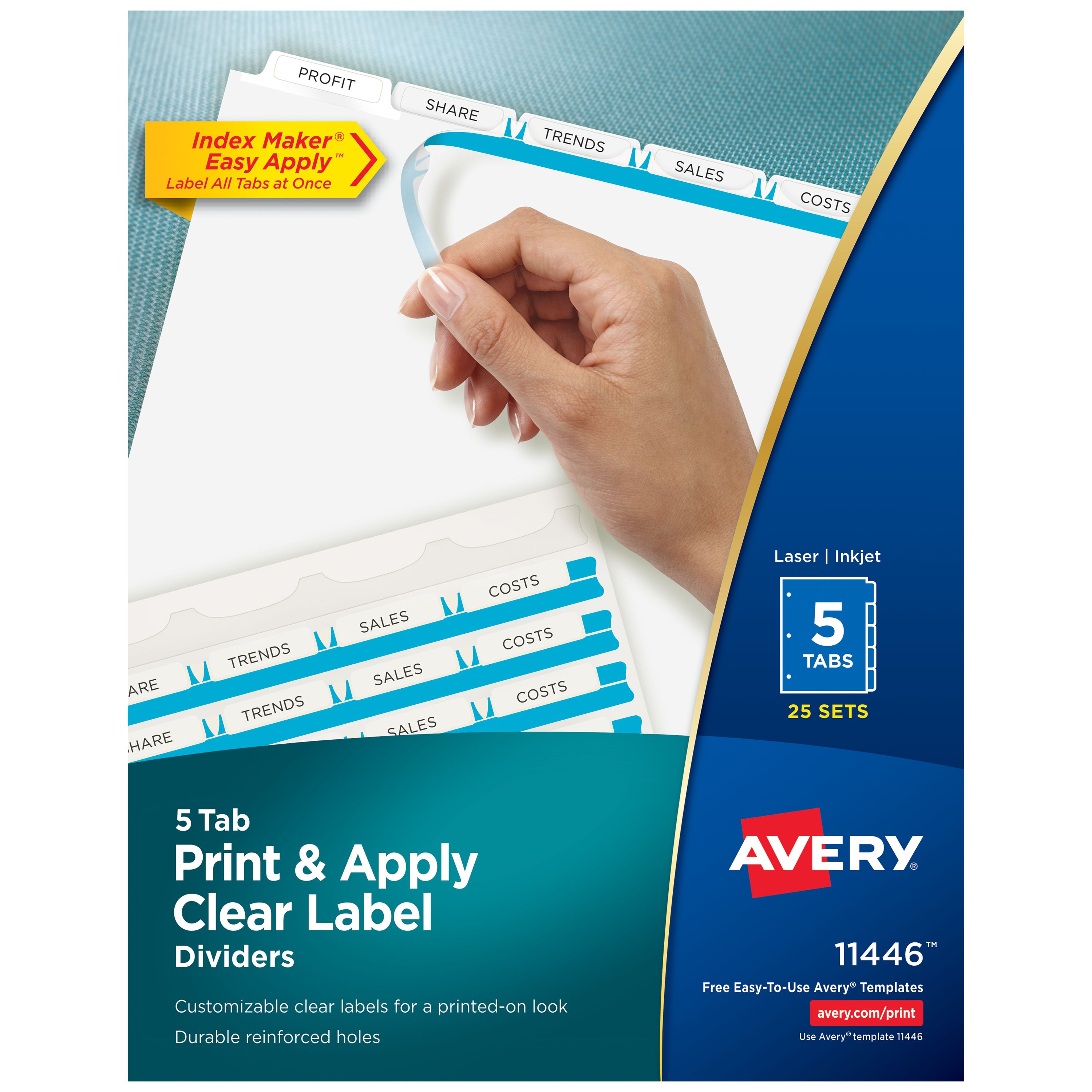 Avery Exhibit Side Tab Dividers - Letter Size, 25 Pack With Reinforced Tabs