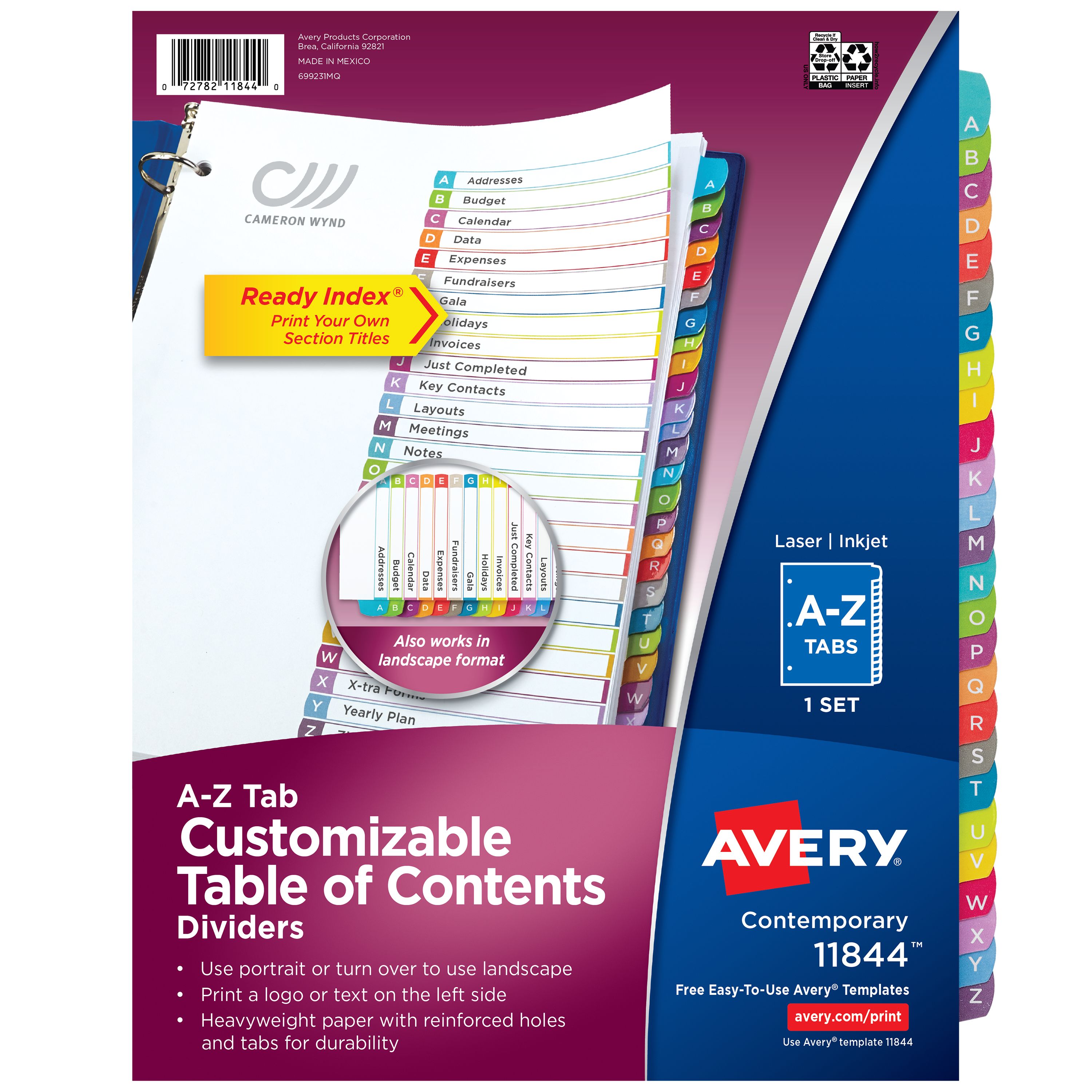 Ready Index® A-Z Dividers, 26 Tab Sets, Arched Tabs 11844
