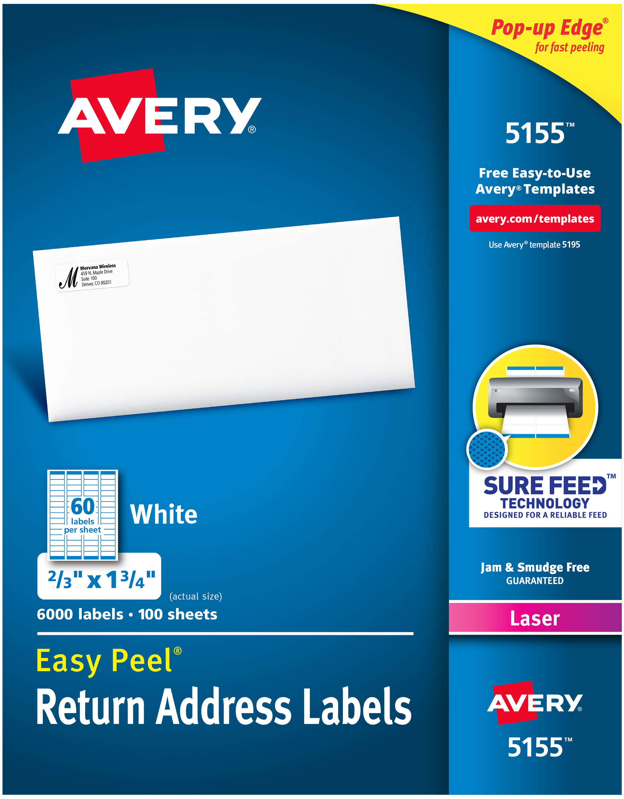 Avery Easy Peel Return Address Labels 2/3