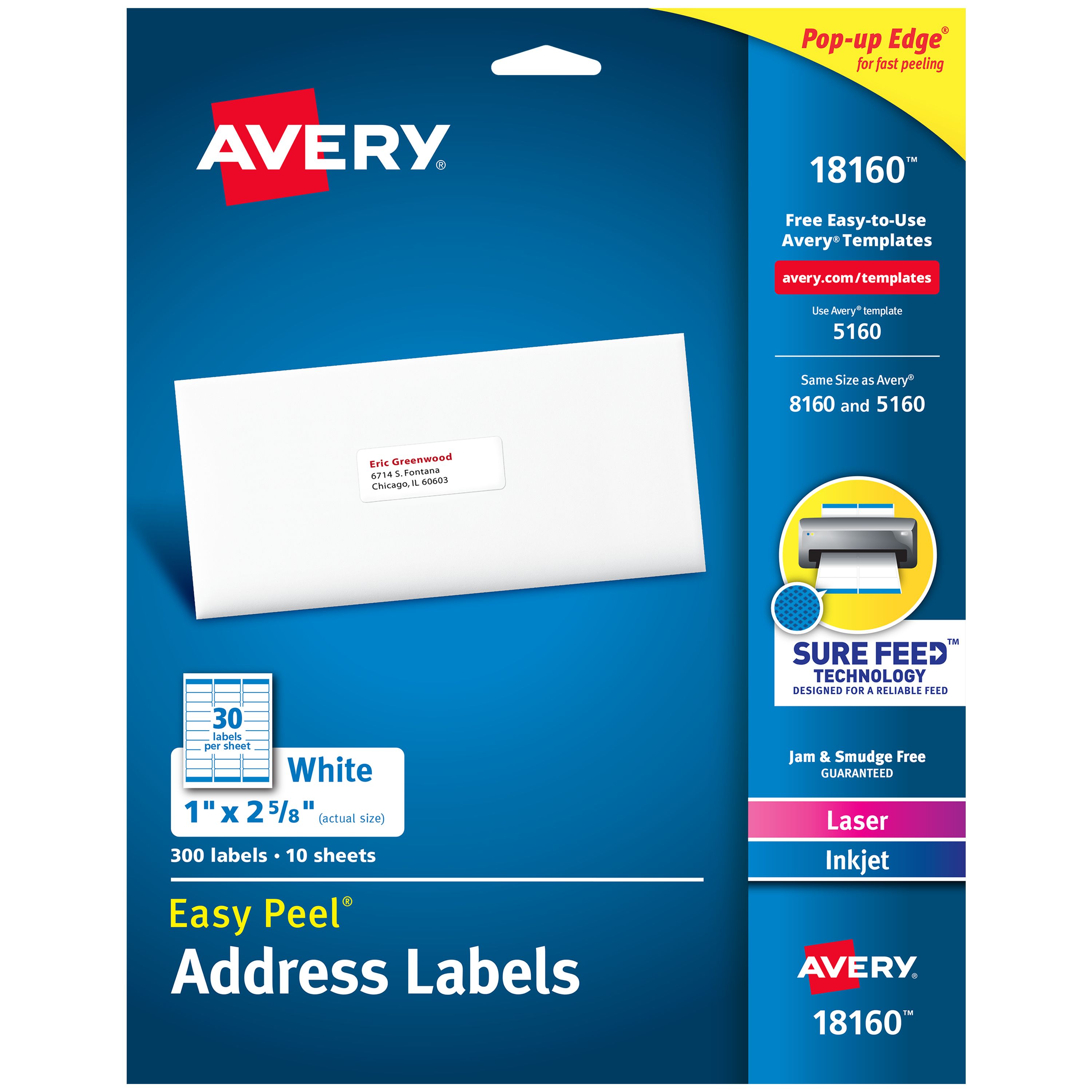 Avery Easy Peel Address Labels 300 Labels (18160) | Avery.com