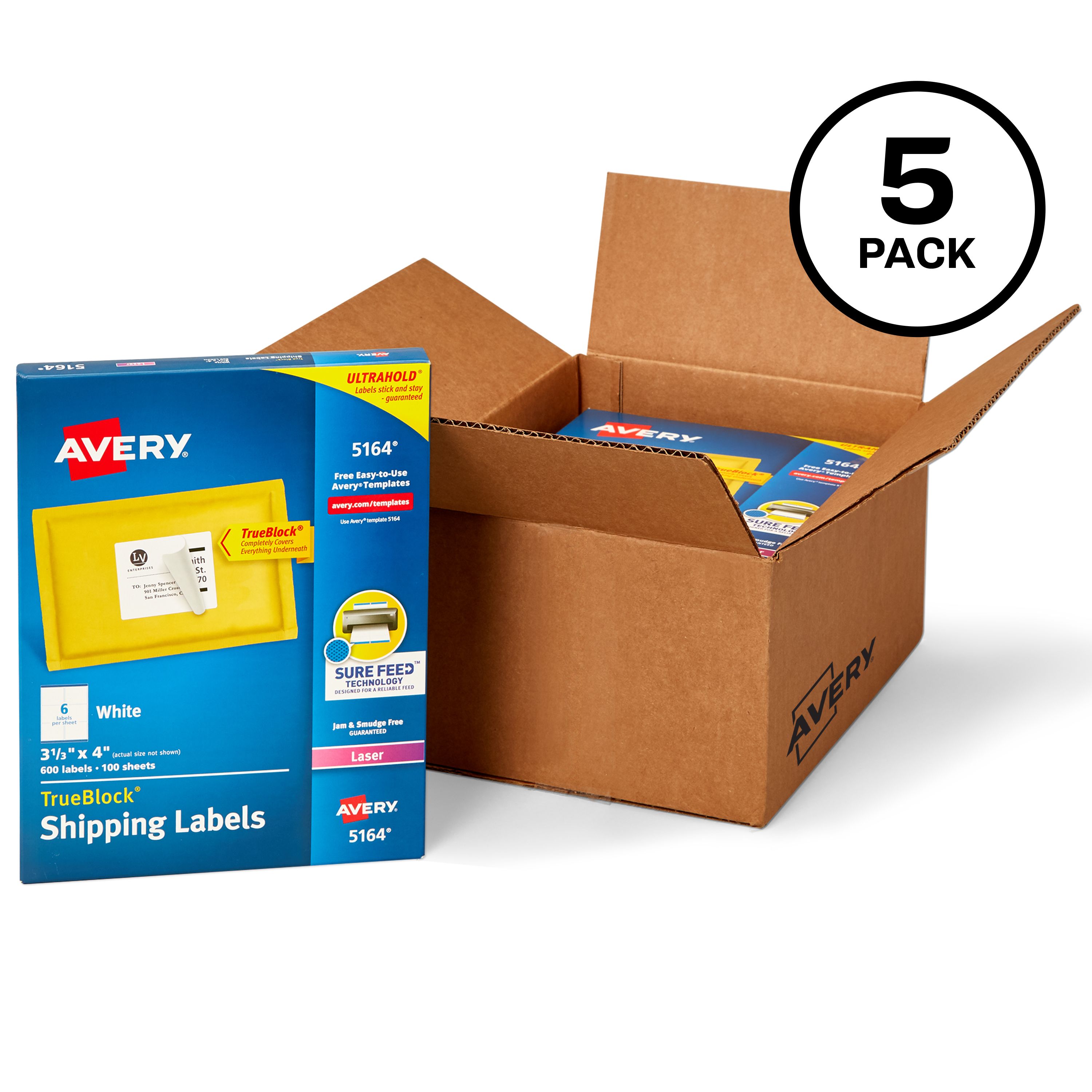 Avery True Block Shipping Labels With Sure Feed X