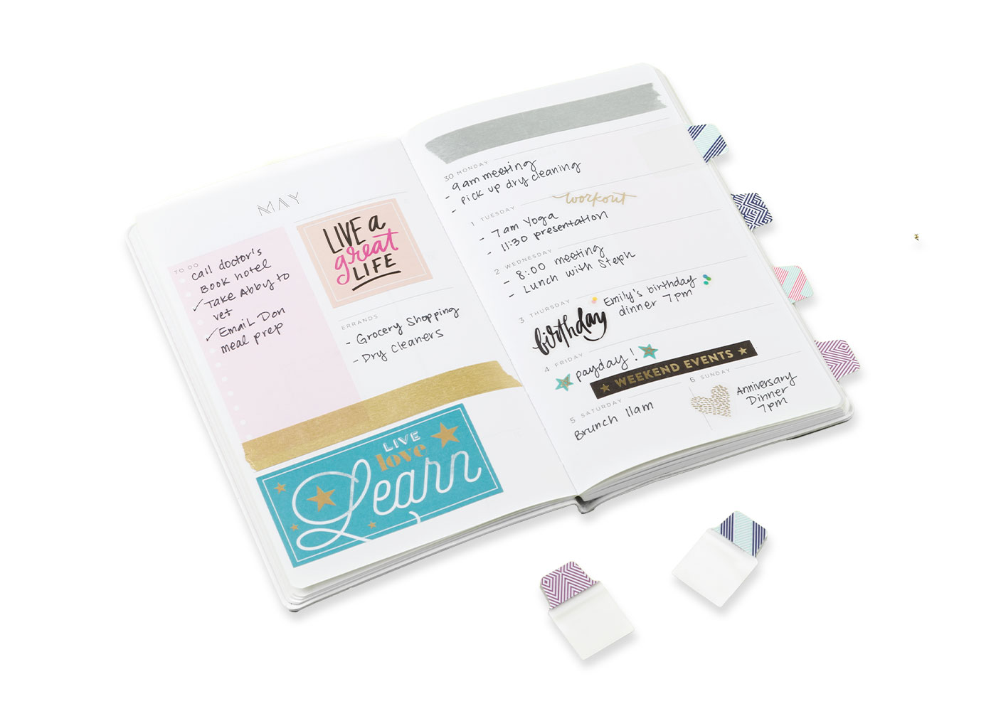 Organized binder with Avery dividers and office planning tools