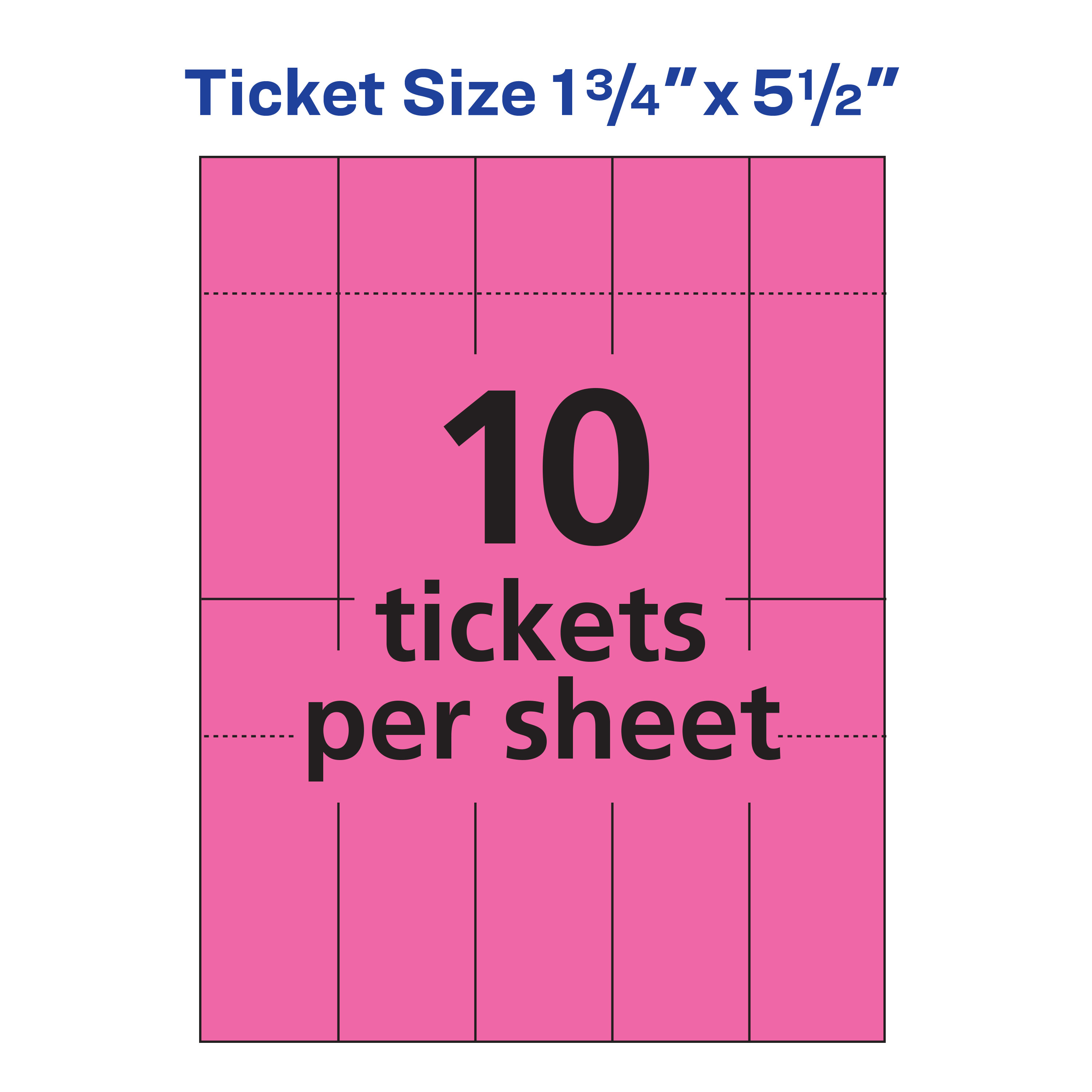 Template for Avery 16432 Tickets With TearAway Stubs 13/4" x 51/2