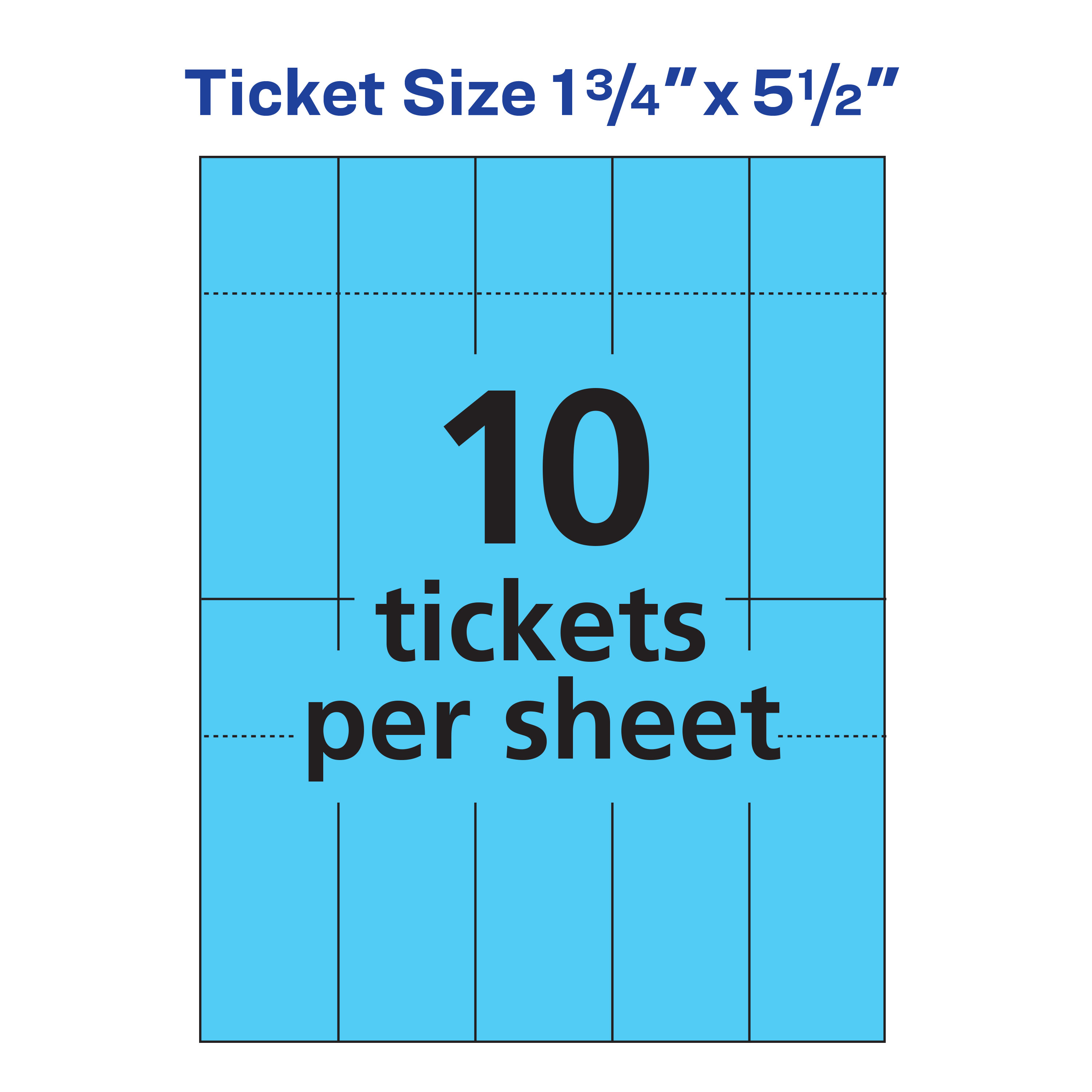 Template for Avery 16436 Tickets With TearAway Stubs 13/4" x 51/2