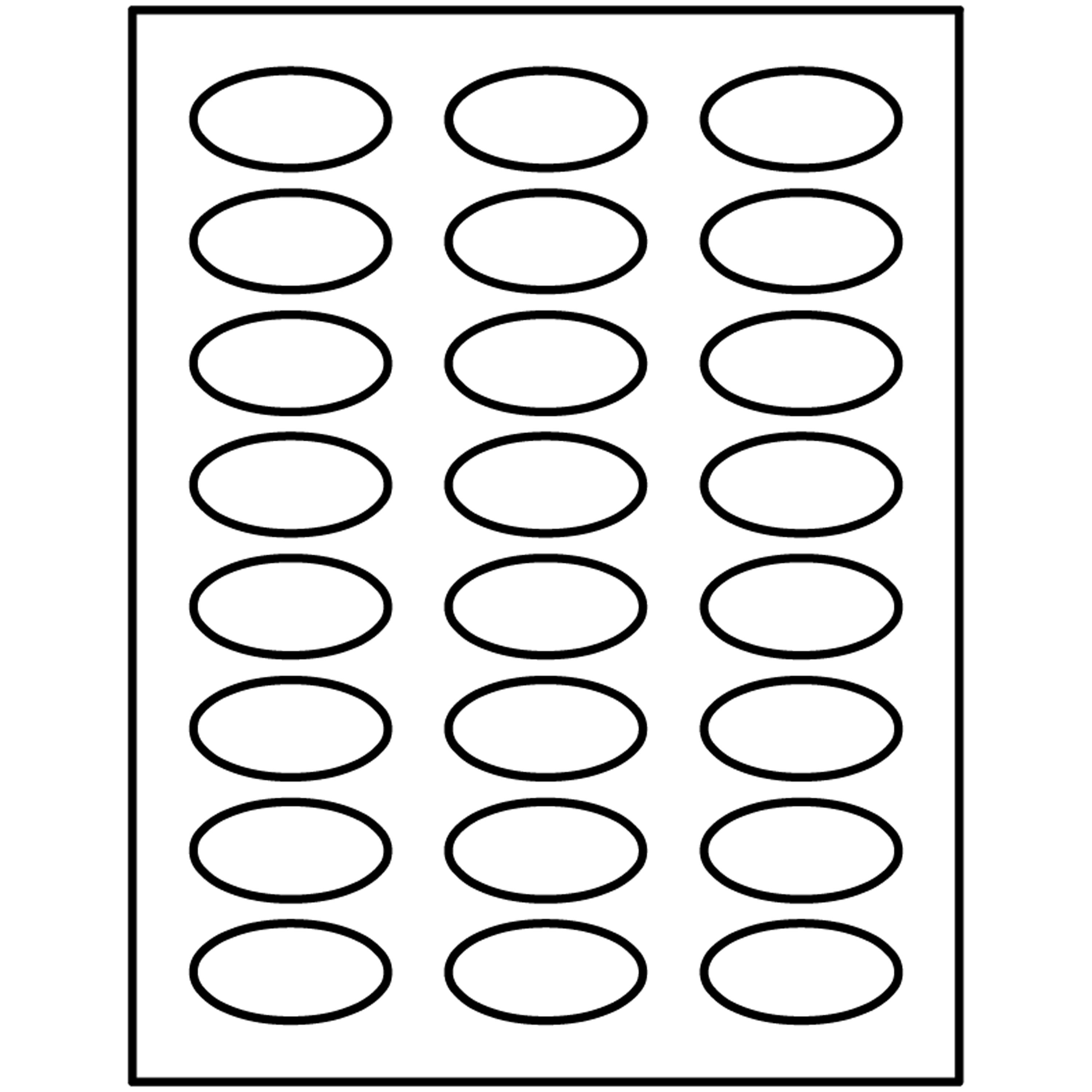 Template for Avery Presta® 94053 Oval Labels 1" x 2"